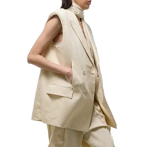 HELMUT LANG Oversized Linen-Blend Blazer Vest Large - Picture 6 of 14